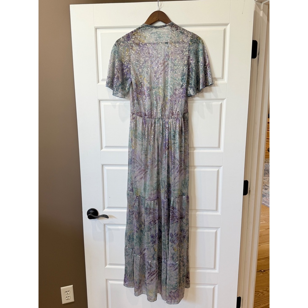 Holly & Joey Multicolor‎ Metallic Floral Maxi Dress Tiered Small Mermaid Fairy - Picture 5 of 7
